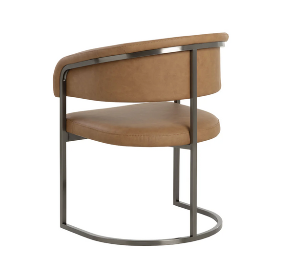 Marris Cognac & Gunmetal Dining Armchair