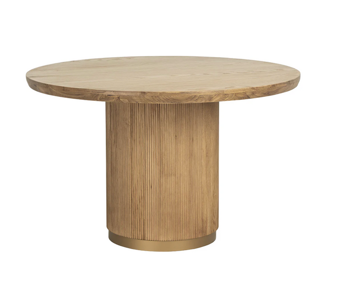Kalla Round Rustic Oak & Brushed Gold Dining Table
