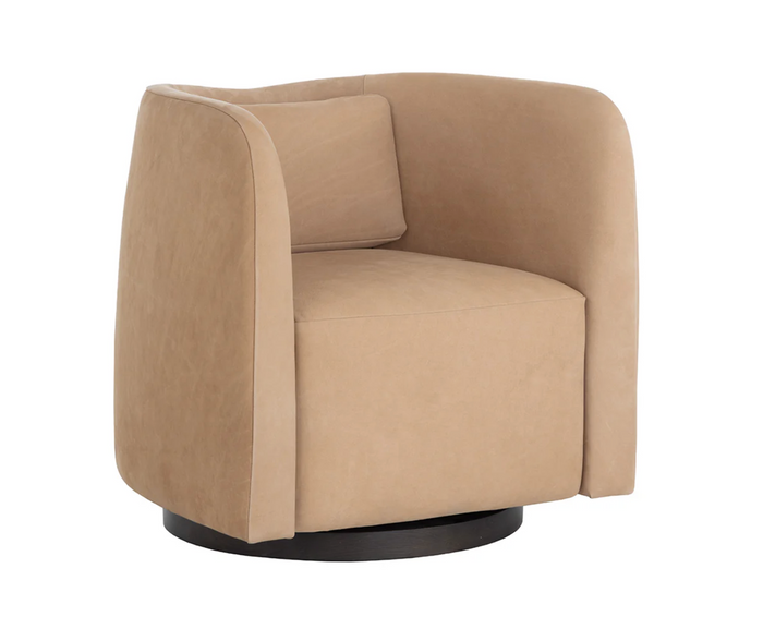 Emilie Tan Leather Swivel Lounge Chair