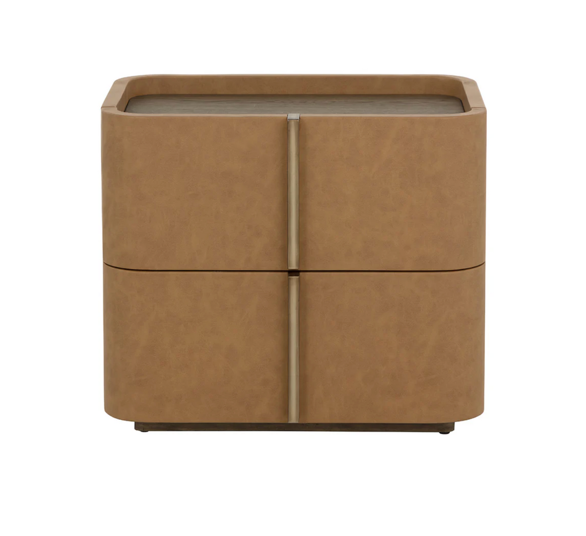 Jamille Cognac Leather Nightstand, Small