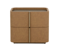 Jamille Cognac Leather Nightstand, Small