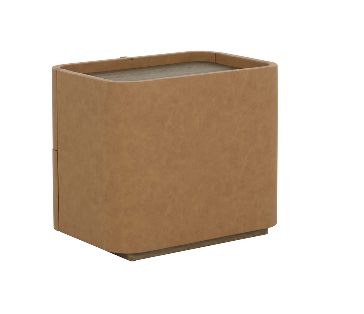 Jamille Cognac Leather Nightstand, Small