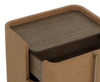 Jamille Cognac Leather Nightstand, Small