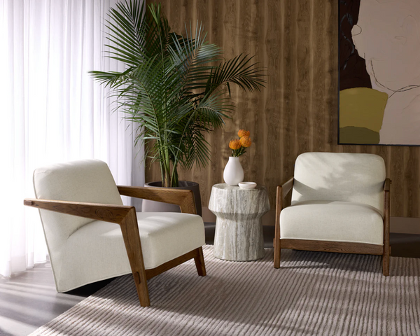Bosco Ivory Linen & Oak Lounge Chair