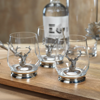 St. Anton Pewter and Glass Tumblers, Set of 4