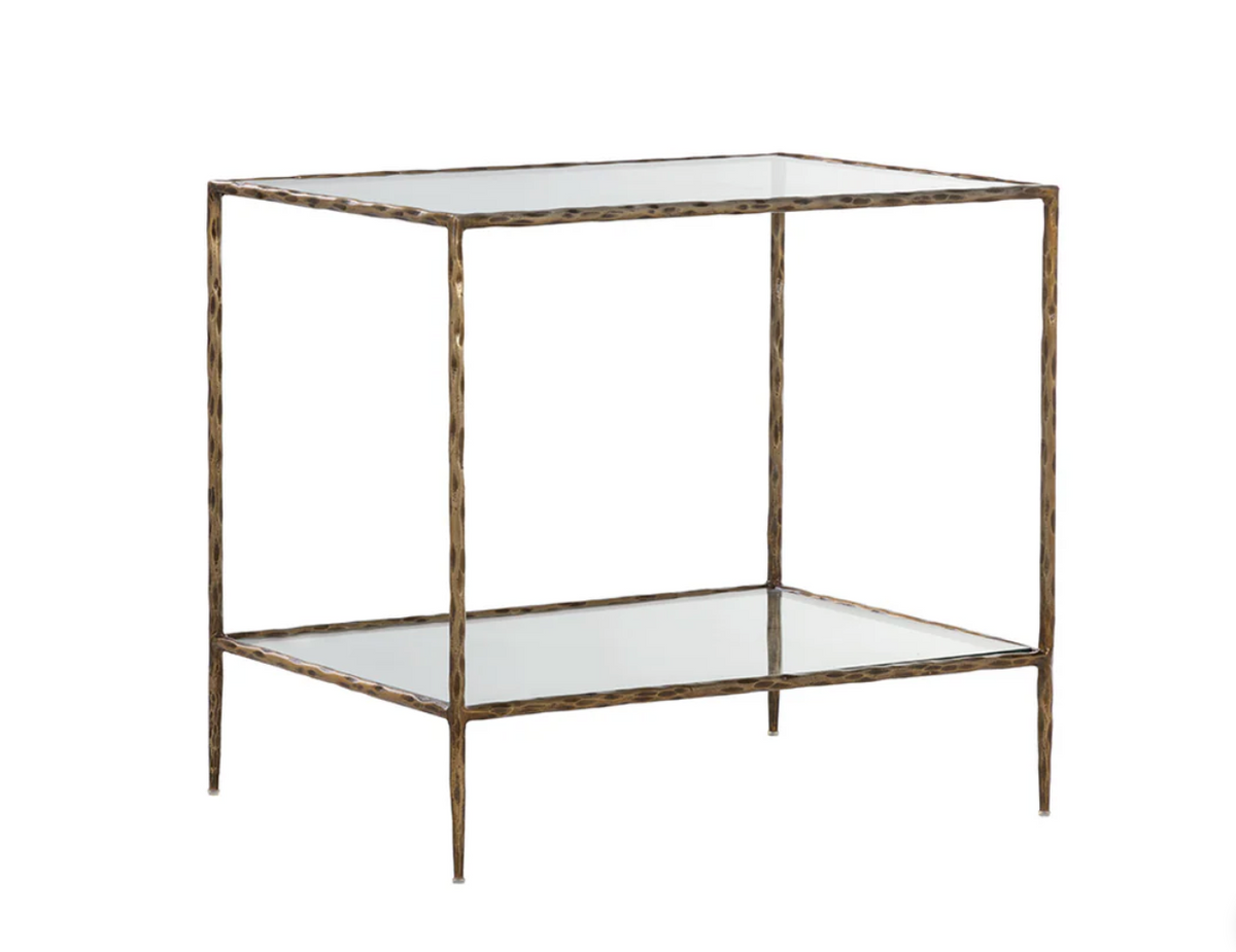 Emine Hammered Antique Brass Side Table