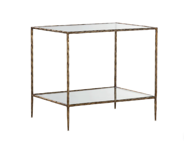 Emine Hammered Antique Brass Side Table