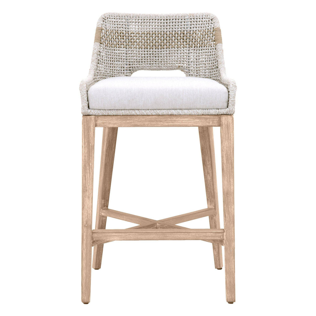 Tootsie White & Taupe Rope Barstool