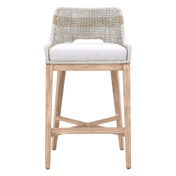 Tootsie White & Taupe Rope Barstool