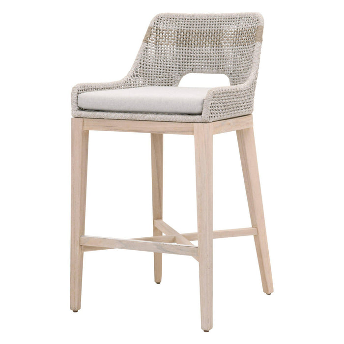 Tootsie Taupe & White Rope Outdoor Barstool