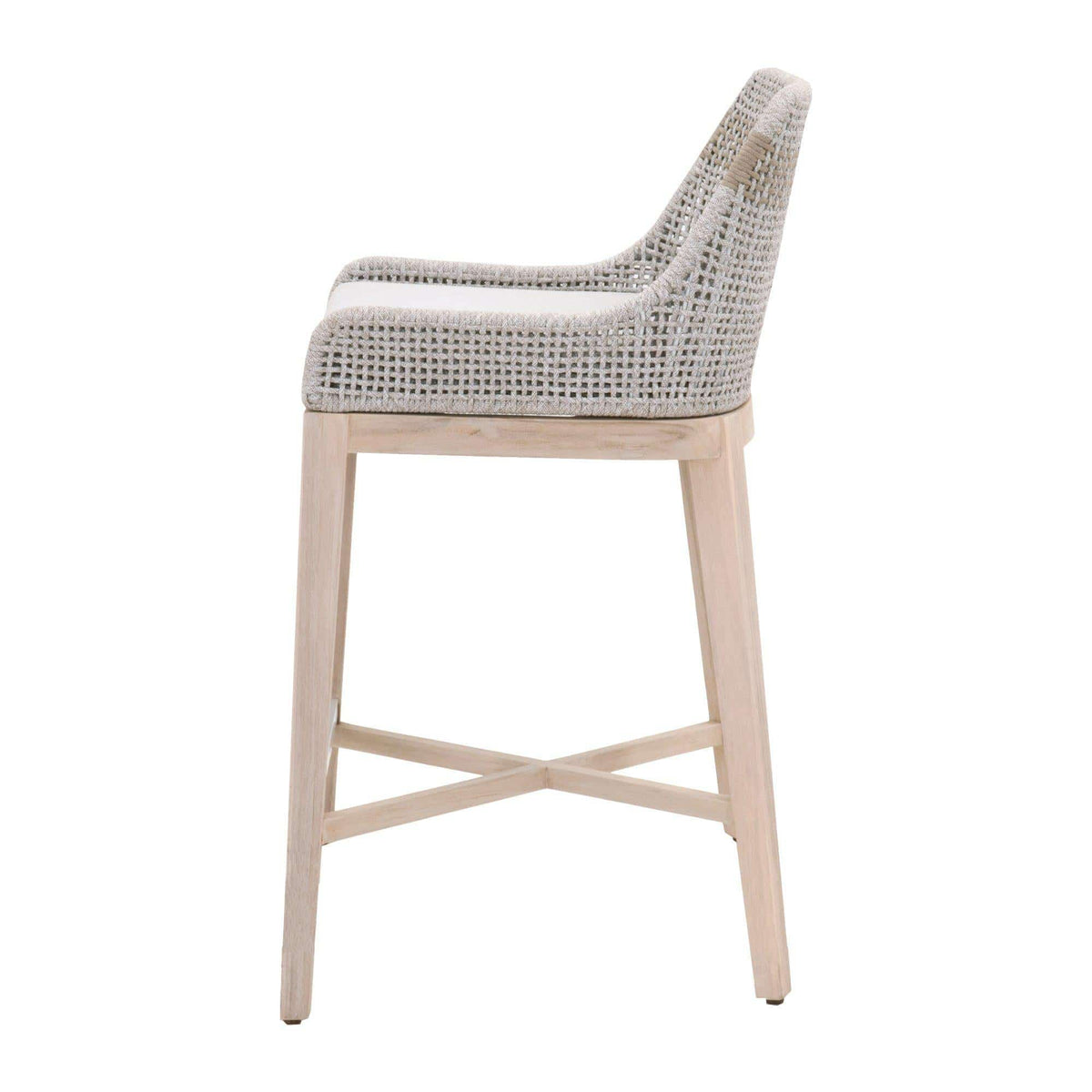 Tootsie Taupe & White Rope Outdoor Barstool