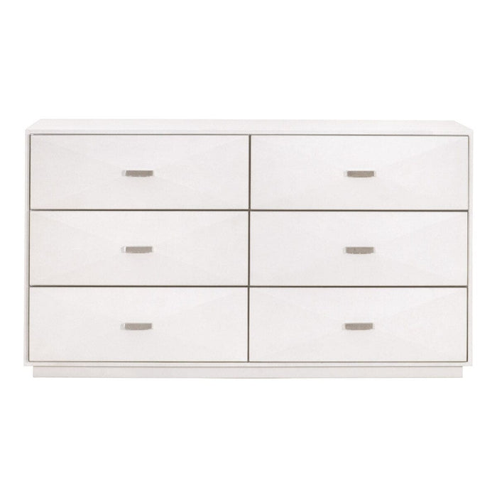 Wynn Pearl Shagreen & Stainless Steel 6-Drawer Dresser