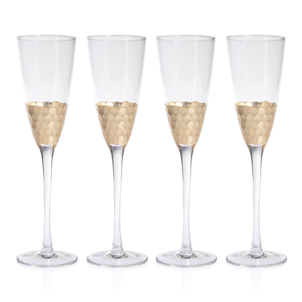 Victoria Gold Champagne Flutes, Set of 4