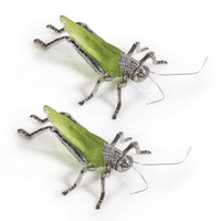 Decorative Green Grasshopper Figurines, Set of 2
