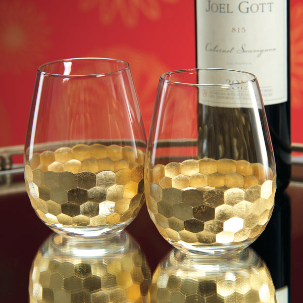 Victoria Stemless Gold Wine Glasses, Set of 6