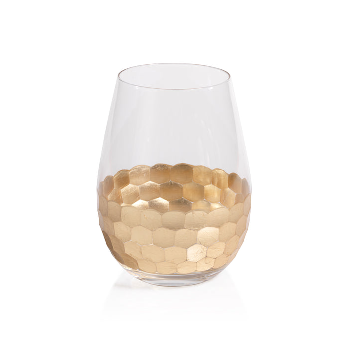 Victoria Stemless Gold Wine Glasses, Set of 6