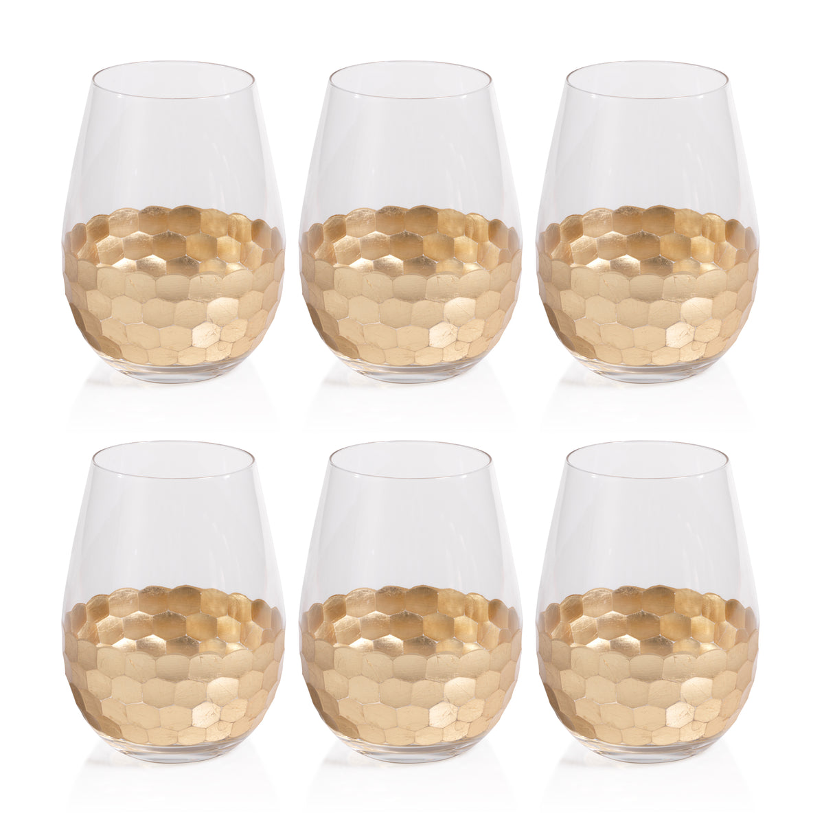 Victoria Stemless Gold Wine Glasses, Set of 6