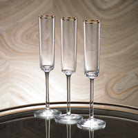 Gold Rim Champagne Flute, Set of 6