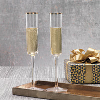 Gold Rim Champagne Flute, Set of 6