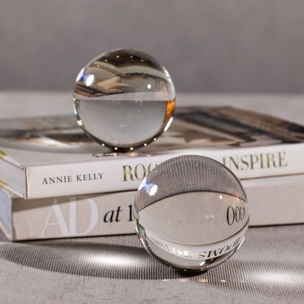 June Medium Decorative Crystal Glass Balls, Set of 2