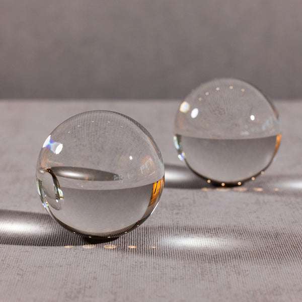 June Large Decorative Crystal Glass Balls, Set of 2