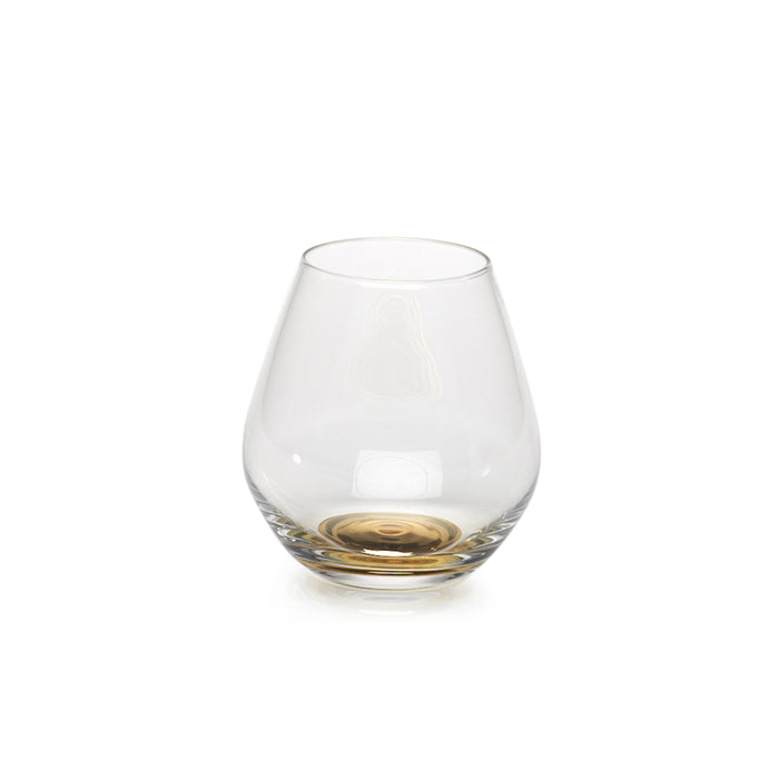 Golden Base Stemless Wine Glasses, Set of 4