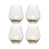 Golden Base Stemless Wine Glasses, Set of 4