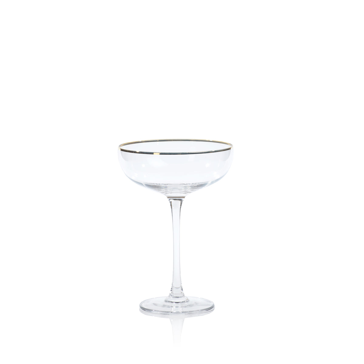 Gold Rim Tall Bowl Martini Glasses, Set of 4