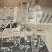 Kamarone Triangular Champagne Flutes with Gold Rim, Set of 4