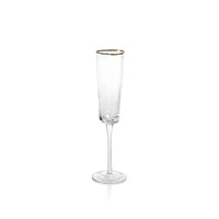 Kamarone Triangular Champagne Flutes with Gold Rim, Set of 4