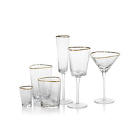 Kamarone Triangular Champagne Flutes with Gold Rim, Set of 4