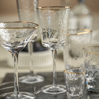 Kamarone Triangular Wine Glasses with Gold Rim, Set of 4