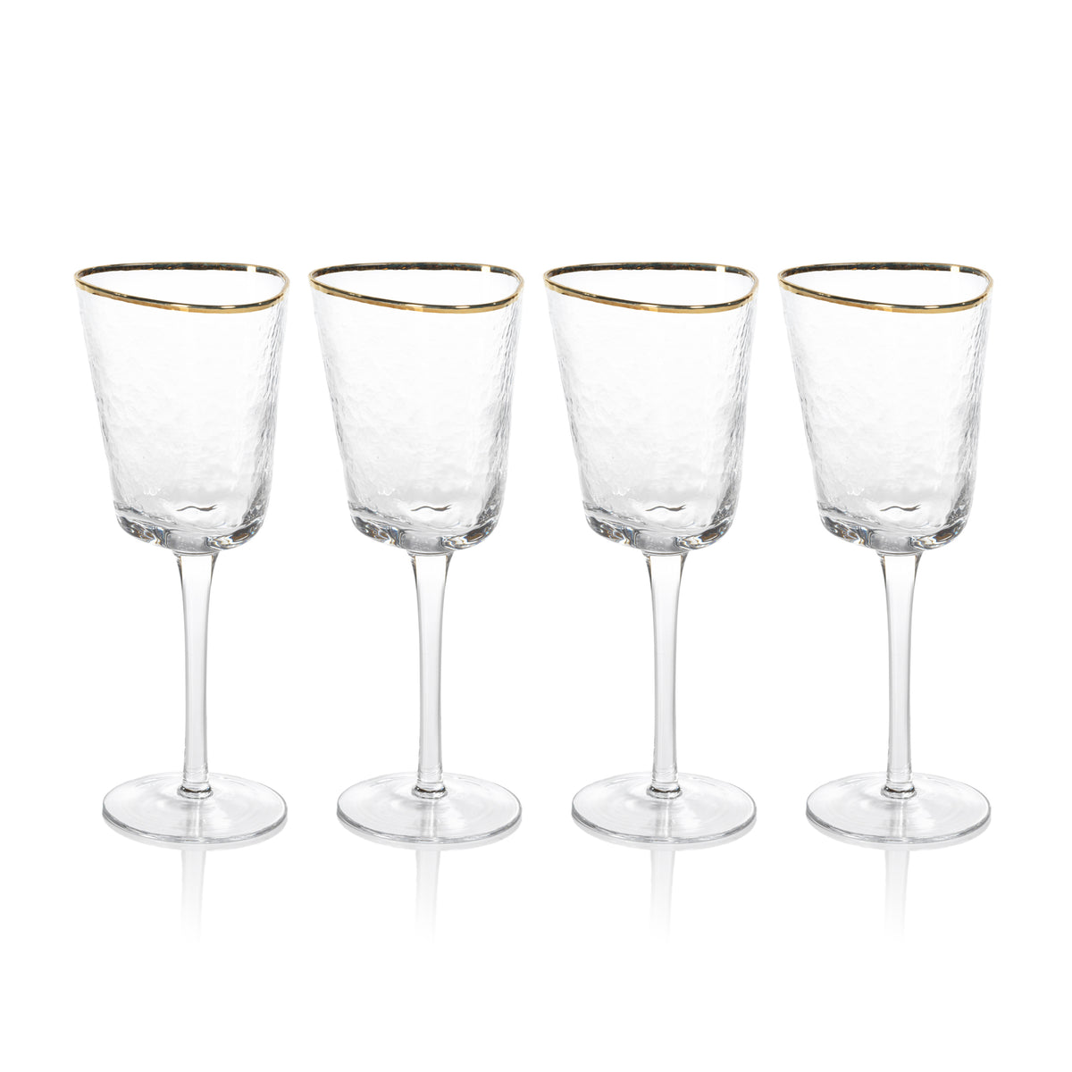 Kamarone Triangular Wine Glasses with Gold Rim, Set of 4