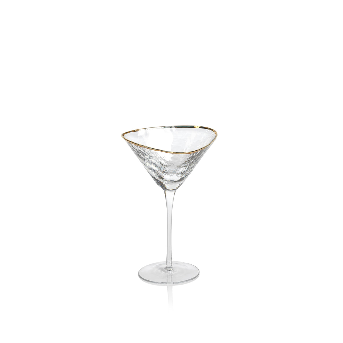 Kamarone Triangular Martini Glasses with Gold Rim, Set of 4