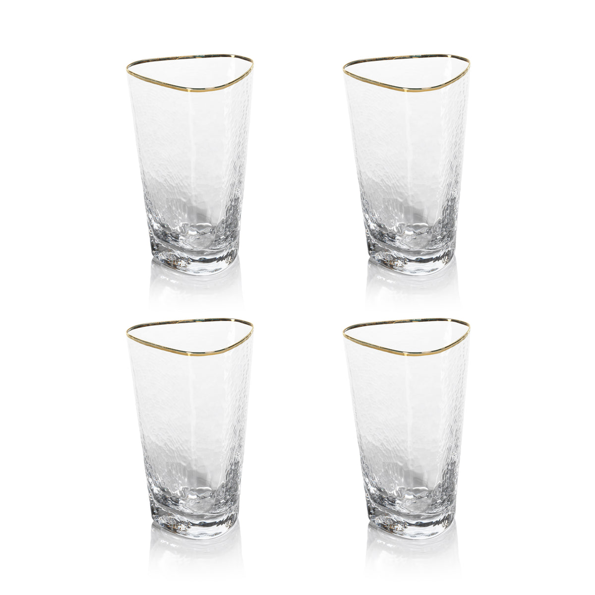 Kamarone Triangular Highball Glasses with Gold Rim, Set of 4