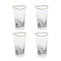 Kamarone Triangular Highball Glasses with Gold Rim, Set of 4