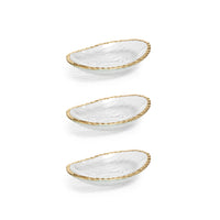 Cally Clear Textured Bowls with Gold Rim, Set of 3
