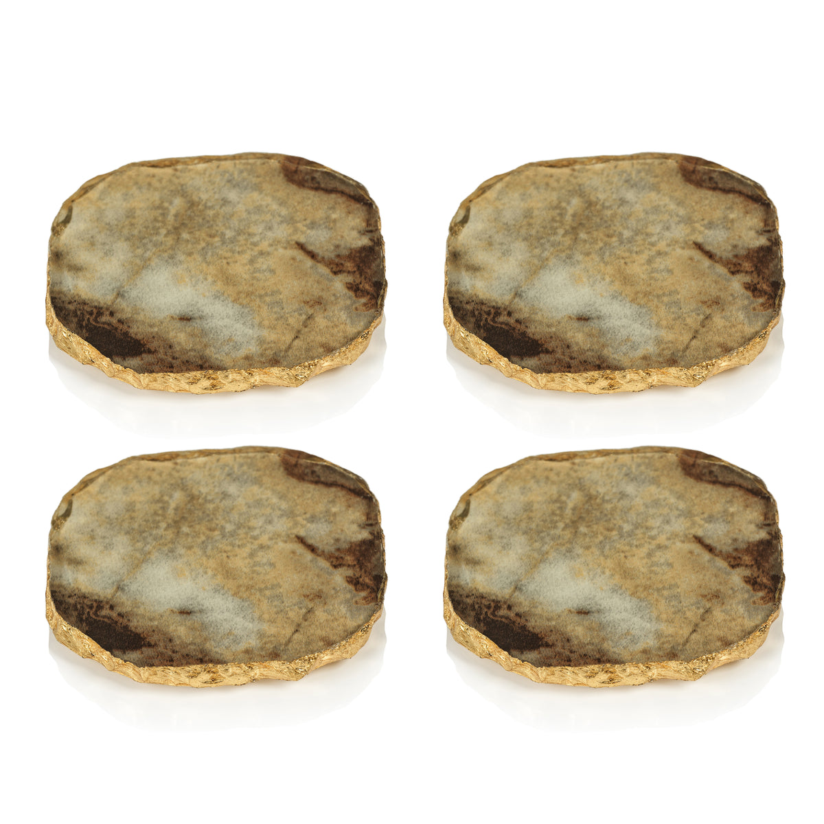 Vivienne 4-Piece Brown Agate Marble Glass Coaster Set