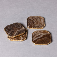 Vivienne 4-Piece Brown Agate Marble Glass Coaster Set