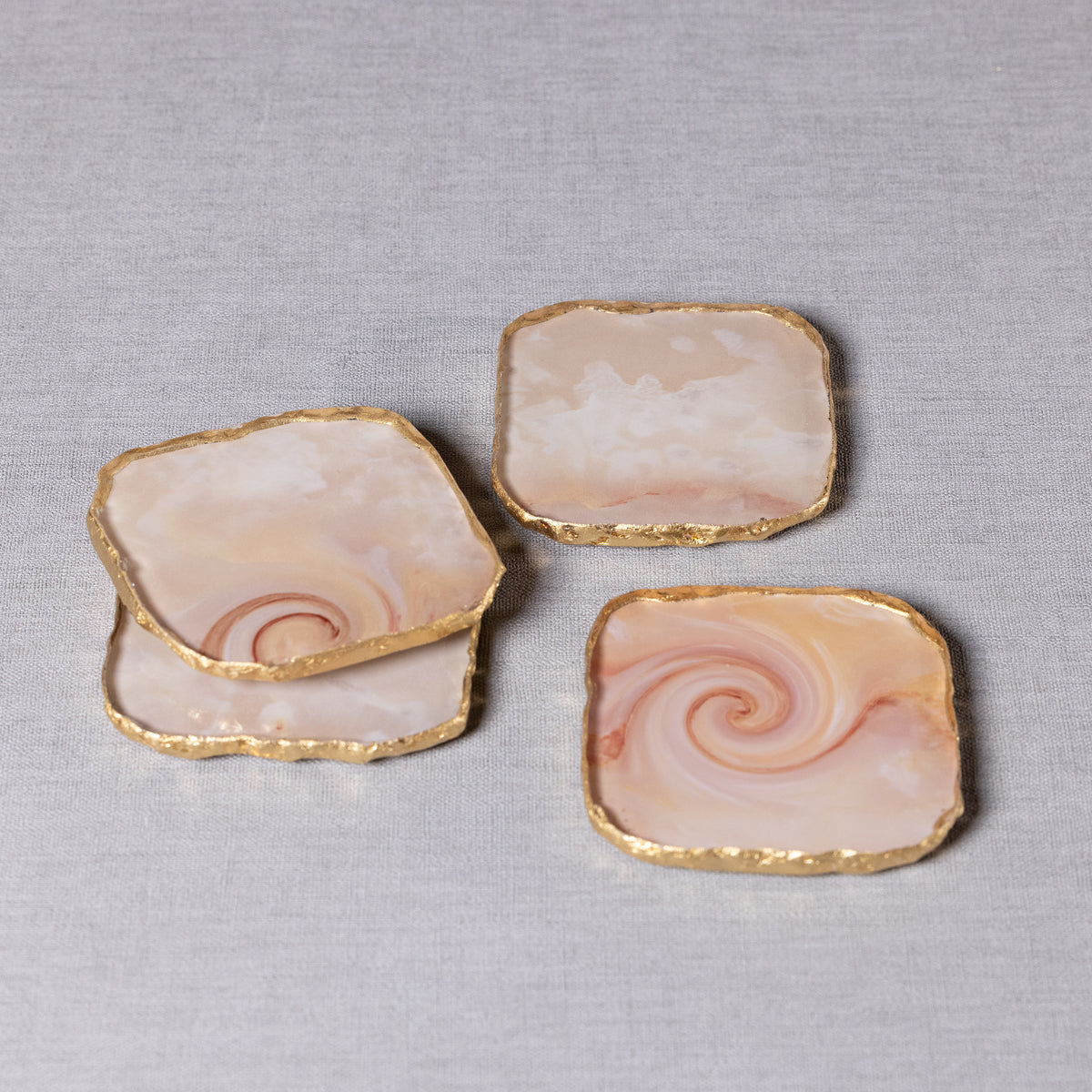 Vivienne 4-Piece Agate Yellow Marble Glass Coaster Set