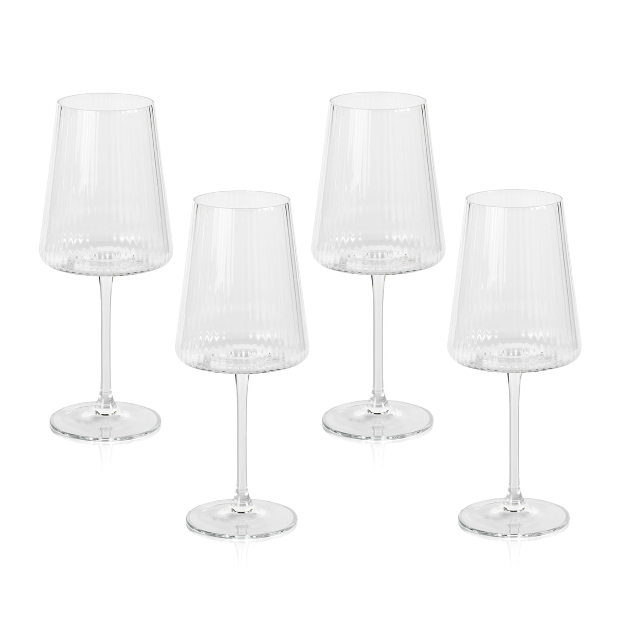 Benji Ribbed Fluted Textured Wine Glasses, Set of 4