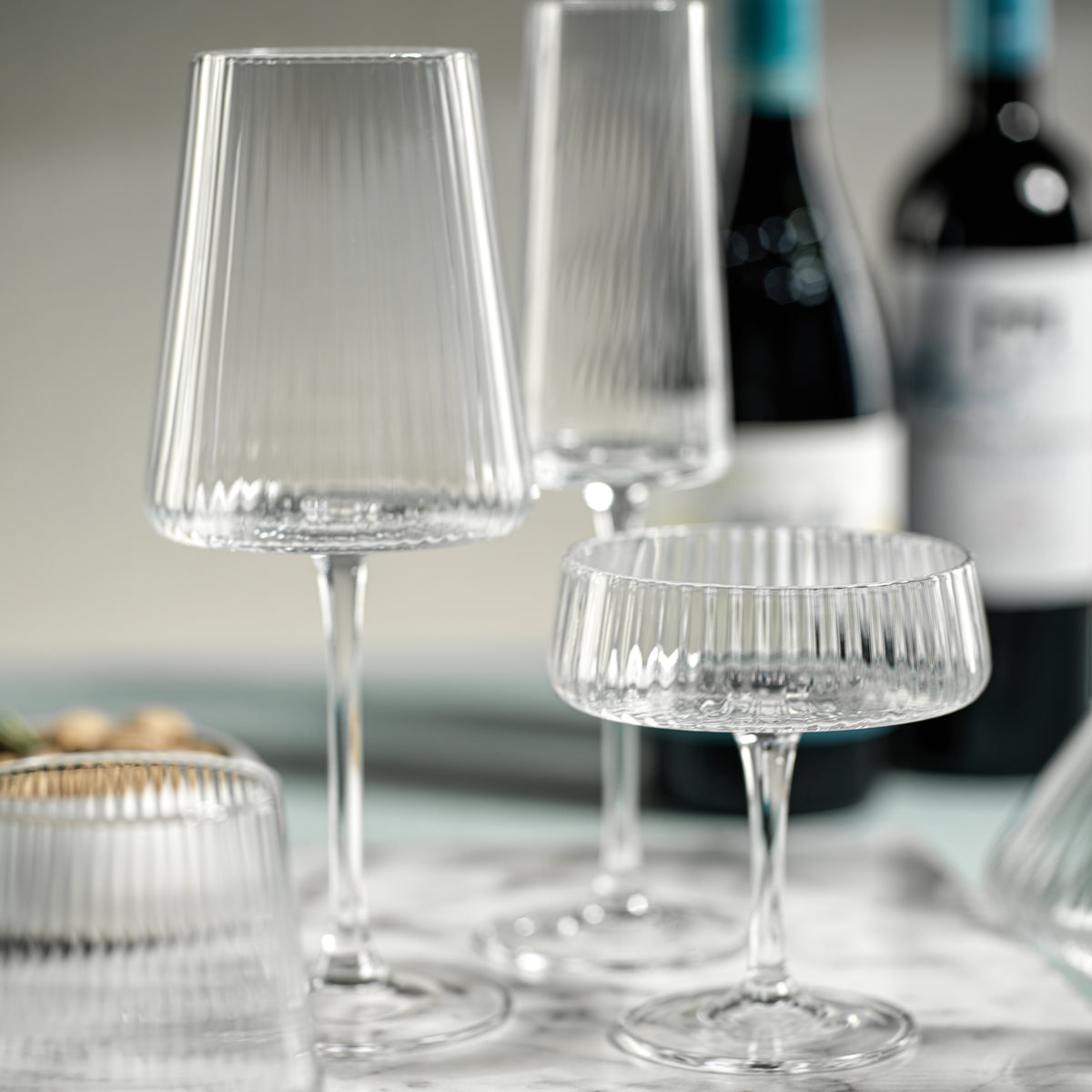 Benji Ribbed Fluted Textured Martini Glasses, Set of 4