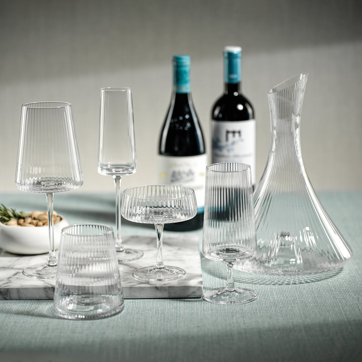Benji Ribbed Fluted Flask Glass Decanter