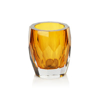 La Boheme Amber Hand Made Cut Polished Glass Vase/Hurricane