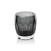 La Boheme Gray Hand Made Cut Polished Glass Vase/Hurricane