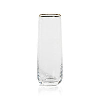 Campolli Stemless Glass Flutes w/ Gold Rims, Set of 4