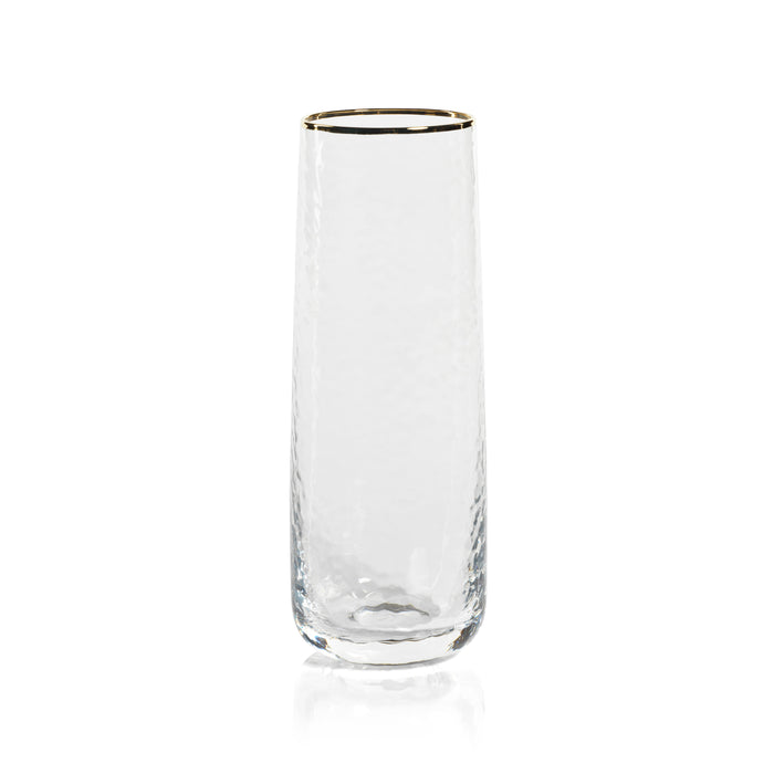 Campolli Stemless Glass Flutes w/ Gold Rims, Set of 4