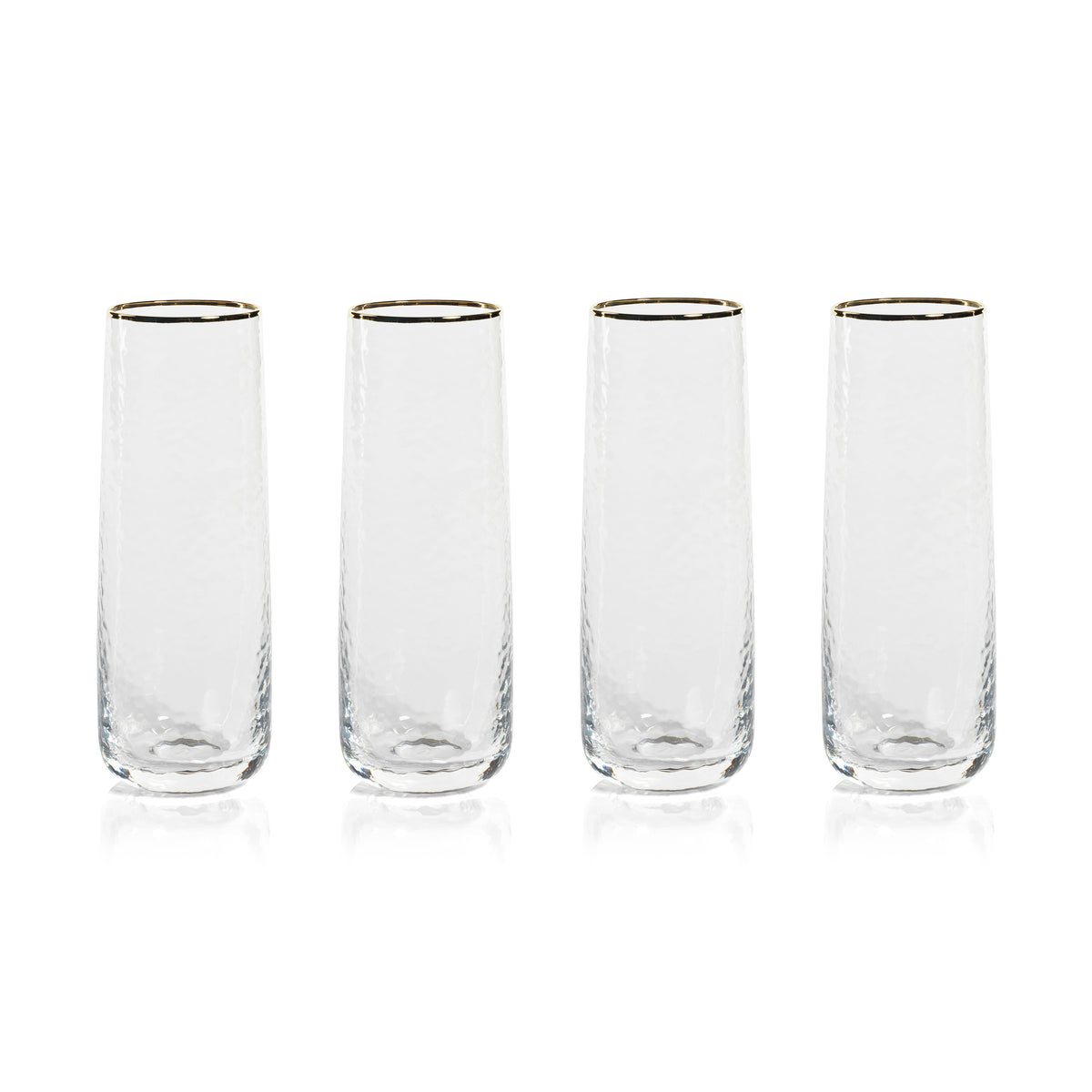 Campolli Stemless Glass Flutes w/ Gold Rims, Set of 4