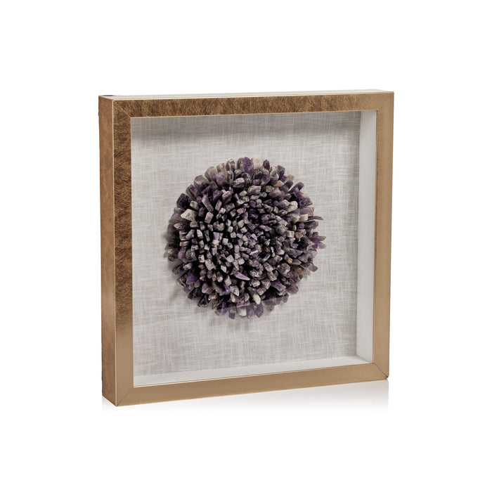 Crystaline Gold Framed Amethyst Crystal Wall Decor
