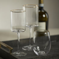 Orion White Wine Glasses with Gold Rim, Set of 4